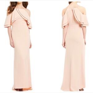 Eliza J Ruffle Bodice Cold Shoulder Gown